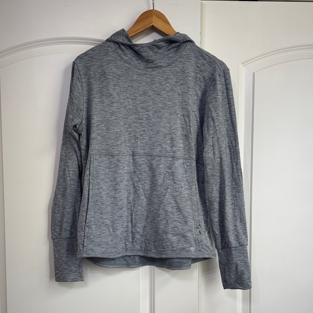 Apana Gray Hooded Long Sleeve Top. Size L